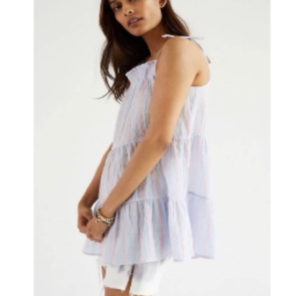 Anthropologie Striped Tank Top - White and Pink